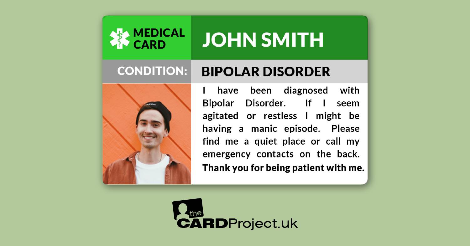 Bipolar Disorder Awareness Medical Photo ID Card (FRONT)